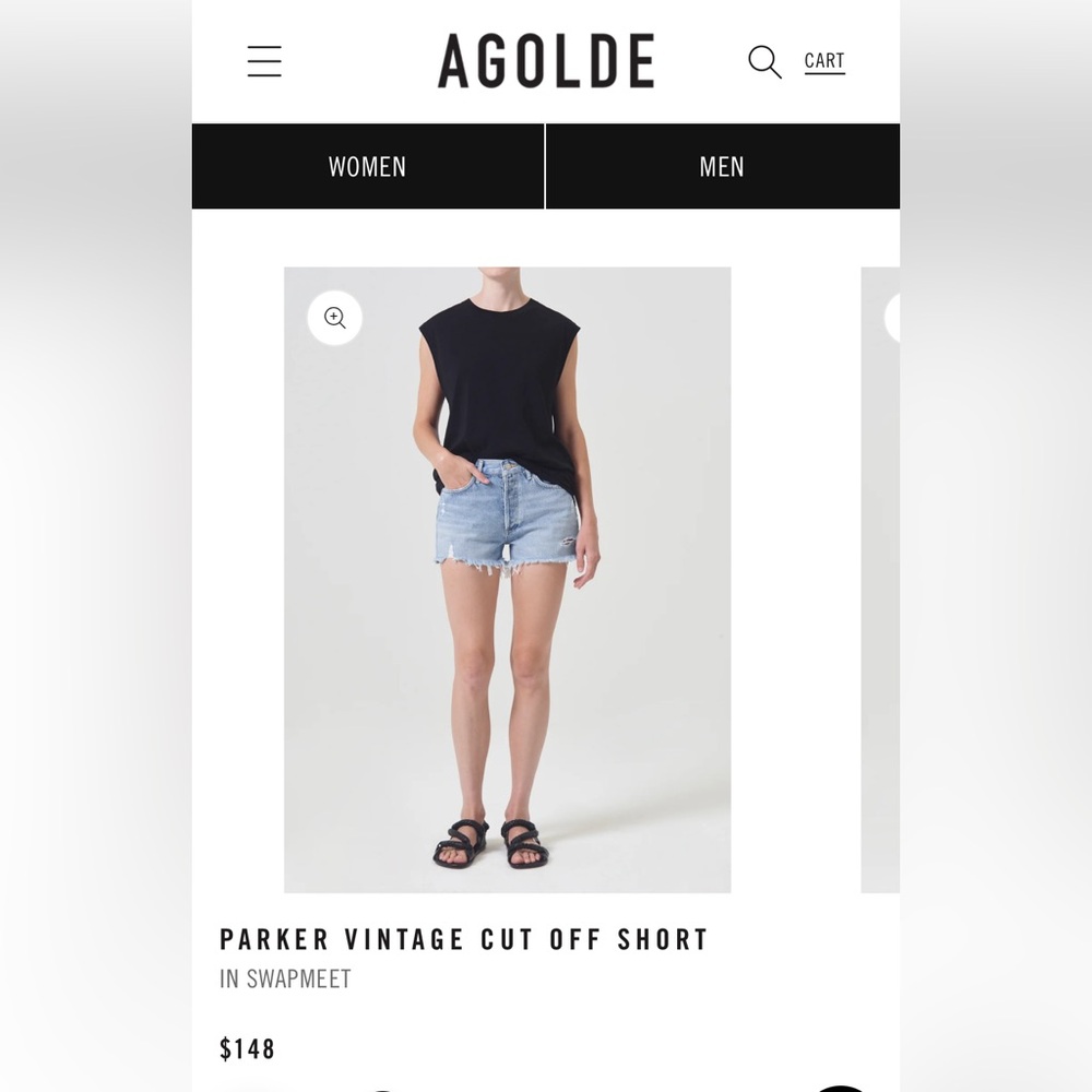 Agolde white jean shorts